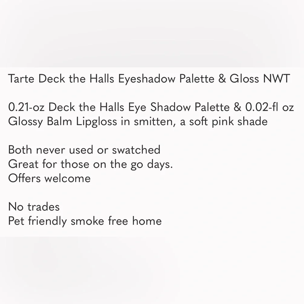 Tarte Deck the Halls Eyeshadow Palette & Gloss NWT